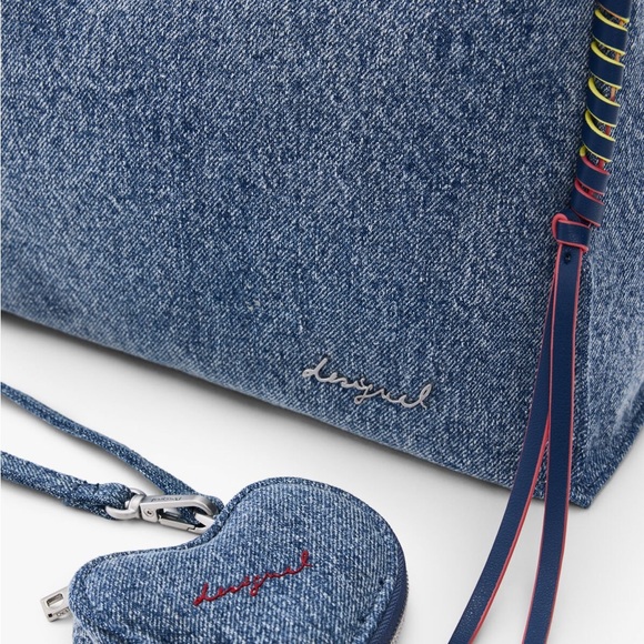 NWT Desigual Blue Denim Shoulder Bag and Heart Coin Pouch 2026 collection 🌱 - Picture 8 of 9